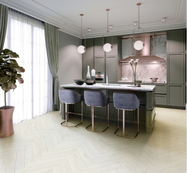 Виниловый ламинат SPC "Cronafloor" Herringbone Дуб Нант (640*128*4,5 мм) — купить в Березниках