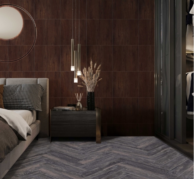 Виниловый ламинат SPC "Cronafloor" Herringbone Дуб Бордо (640*128*4,5 мм) — купить в Березниках