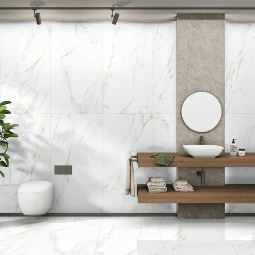 Керамогранит "Sonex" Calacutta cRema Glossy полированный 60x120 см 1.44 м2 цвет белый с бежевыми прожилками — купить в Березниках